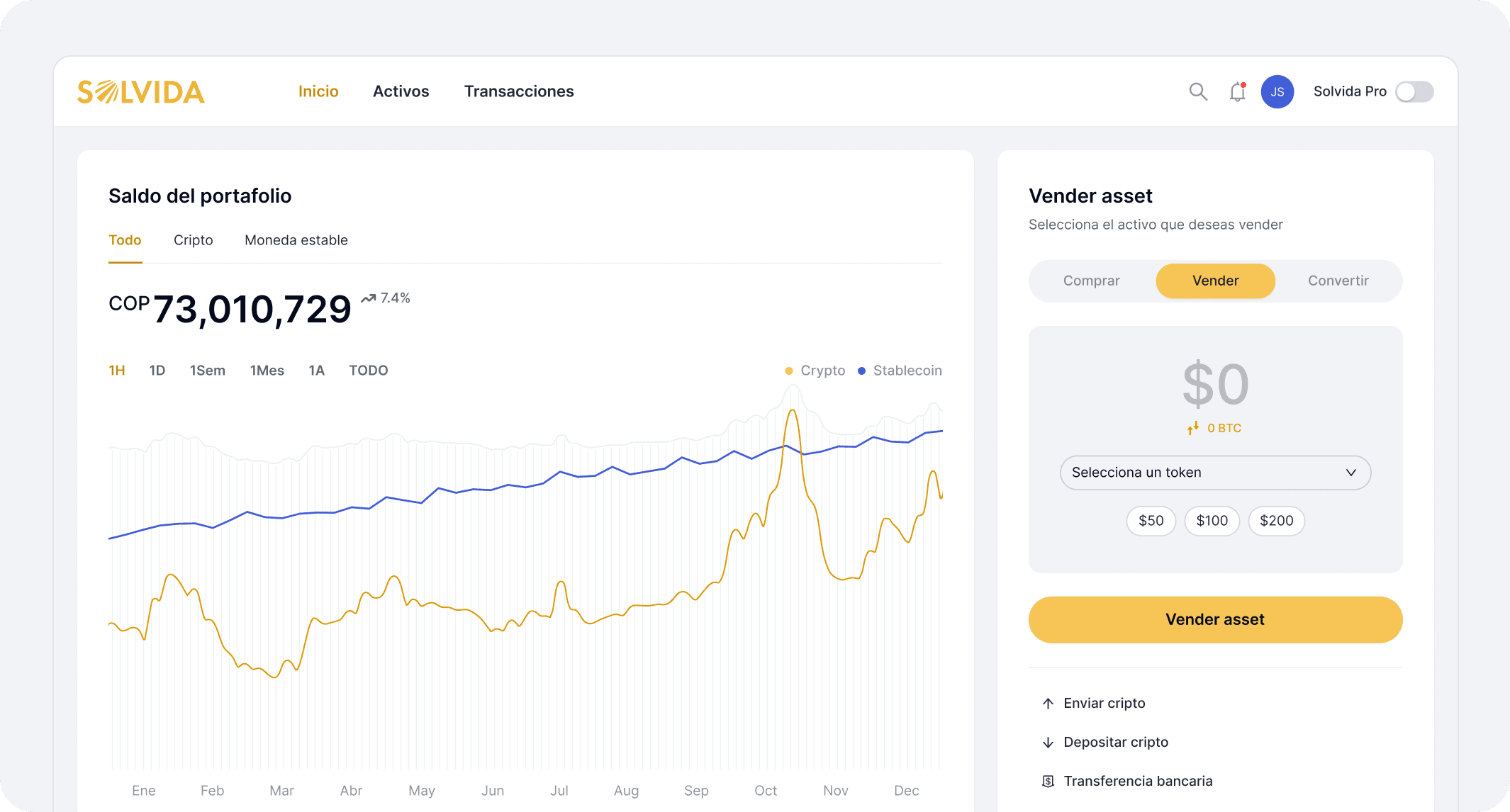 Solvida dashboard preview